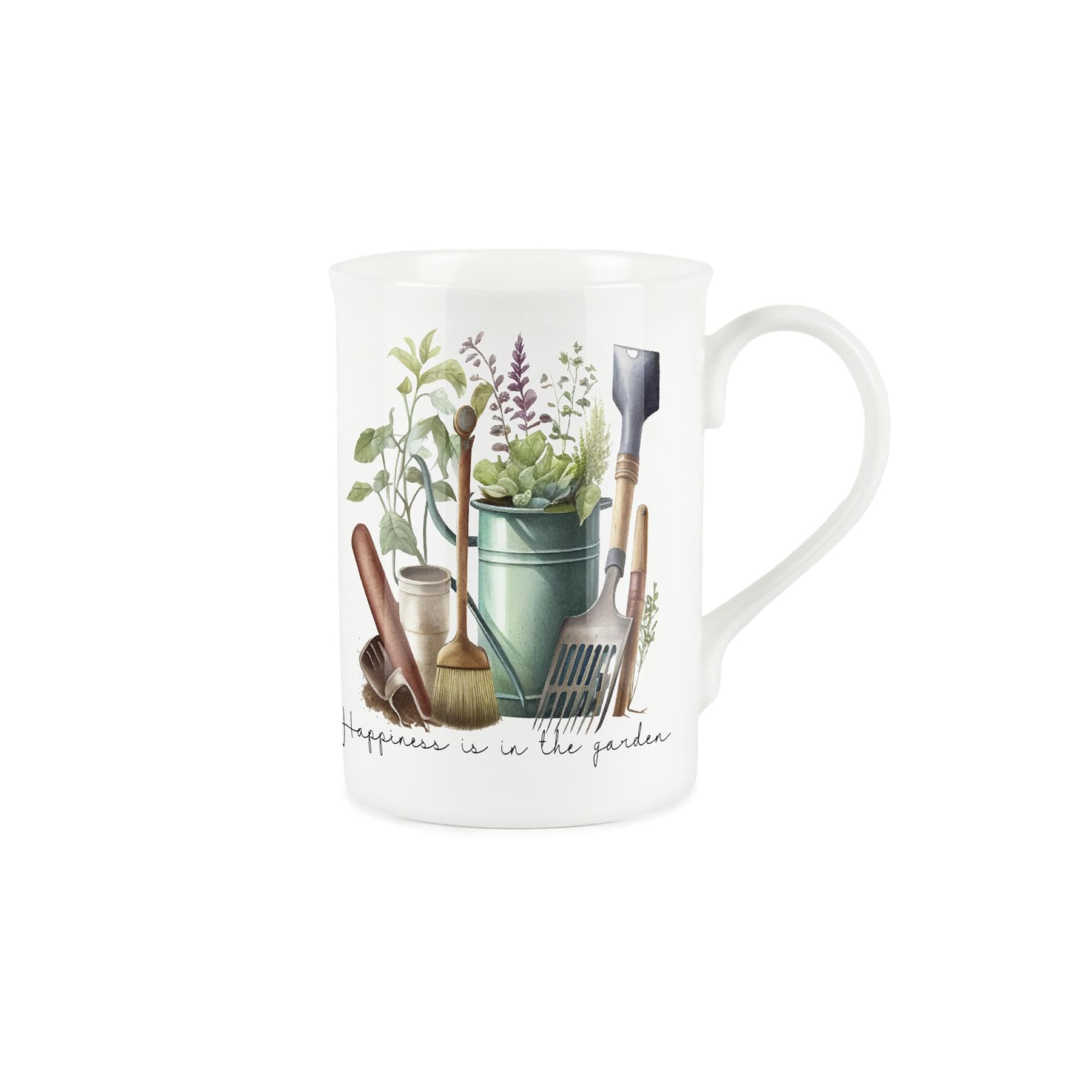 Gardening Mug - Happiness is in The Garden - Bone China Mug Coffee/Tea Present Gift for Gardeners