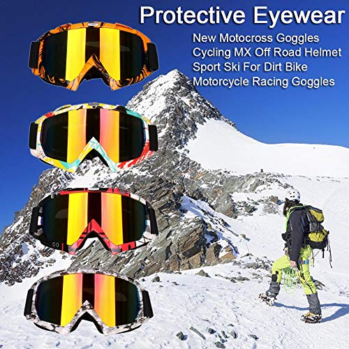 Yunhigh Motorcycle Goggles Over Glasses Ski Snowboard Snowmobile Riding Motocross Goggles Yellow Lense Windproof Anti-Fog Anti-Slip Winter Outdoor Protective Glasses for Men Women