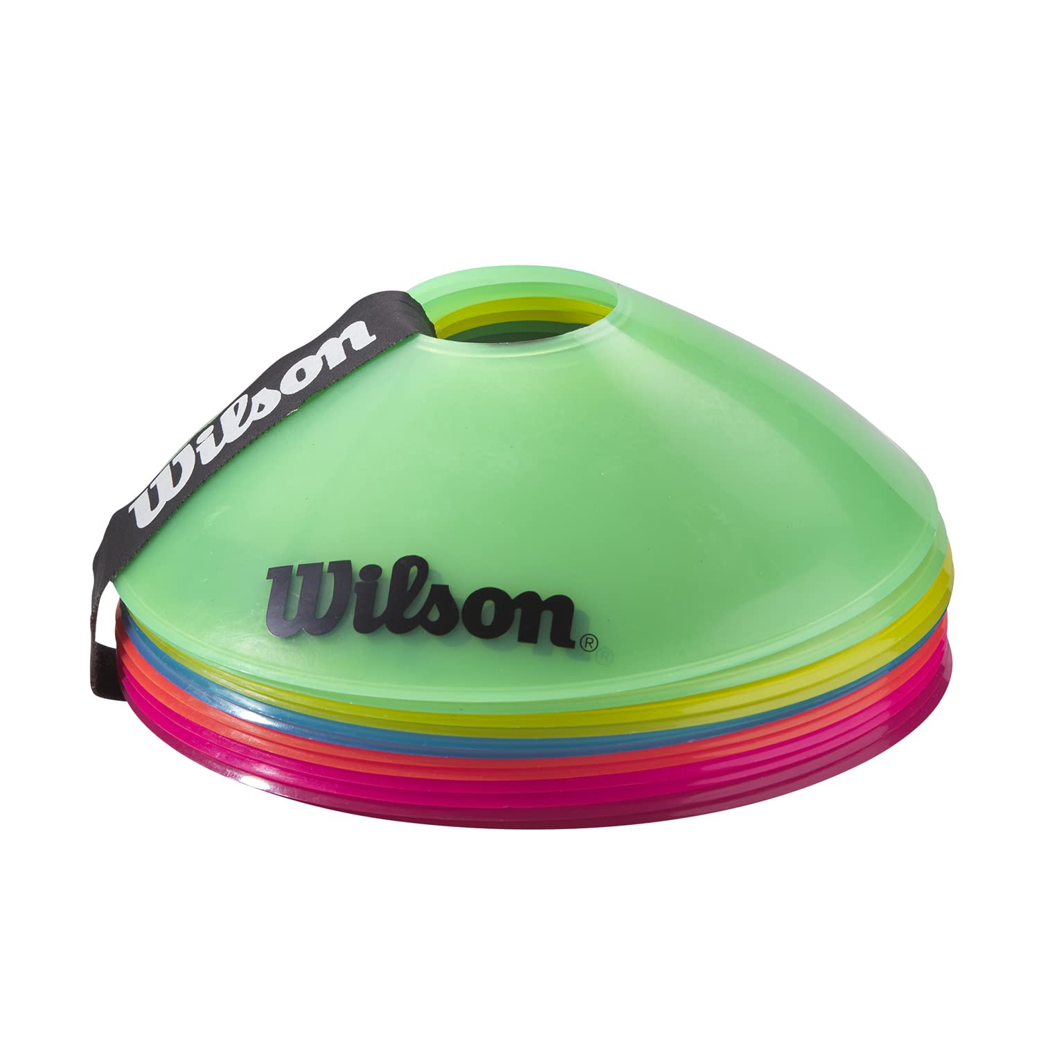 Wilson Tennis Marking Cones, Plastic, Orange/Green/Pink, 12 pcs.
