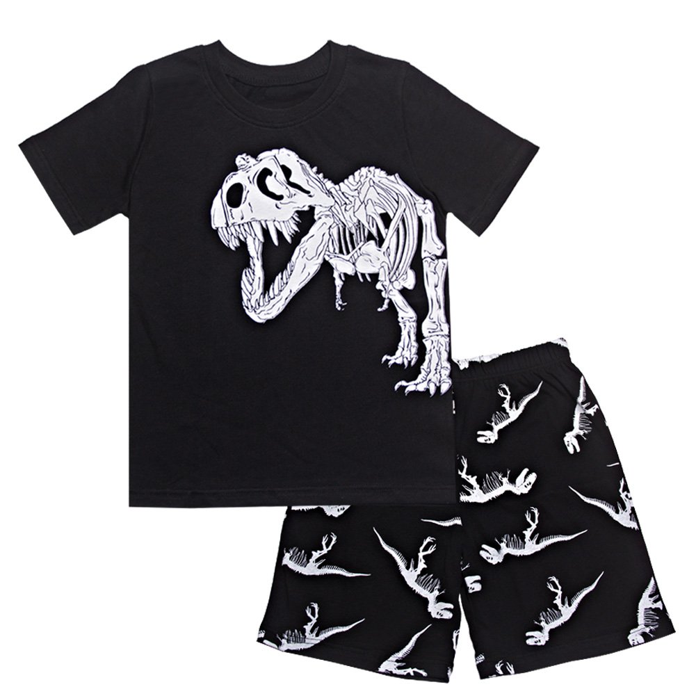 Kids Pajamas Toddler Dinosaur Pjs Cartoon Sleepwear 100% Cotton Black 5T