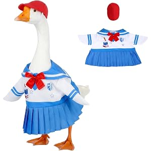 Lystaii Back to School Porch Goose Outfit 23 Inch Statue Decor Sailor Dress | Sailor Dress Red Hat, Soft durable, lightweight