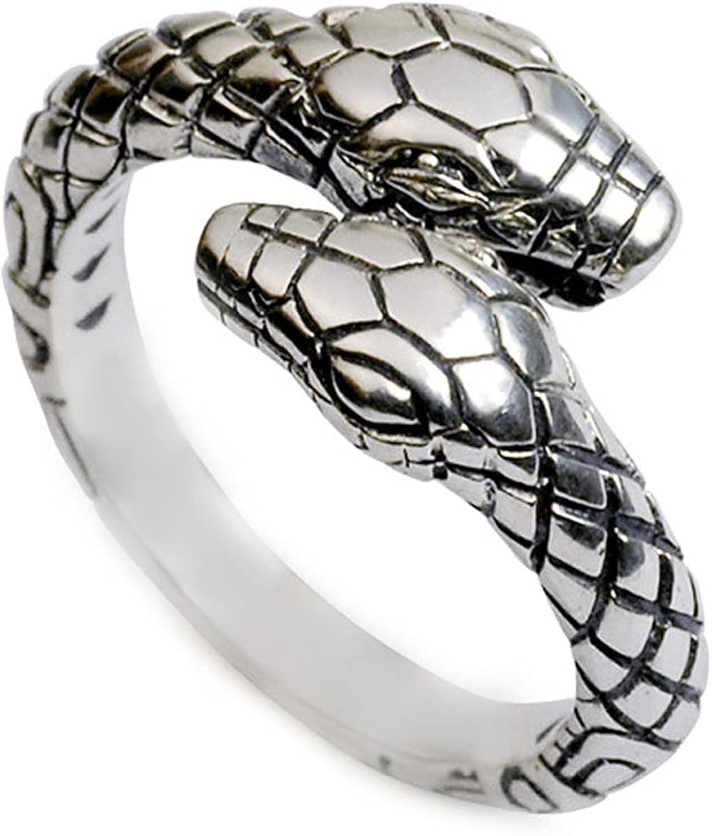 GOOGNUO Stainless Vintage Snake Ring for Men Women Stainless Steel Punk Rings Retro