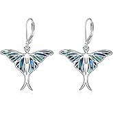 Moth Earrings for Women Sterling Silver Moth Abalone Dangle Earrings Jewelry Gifts for Women