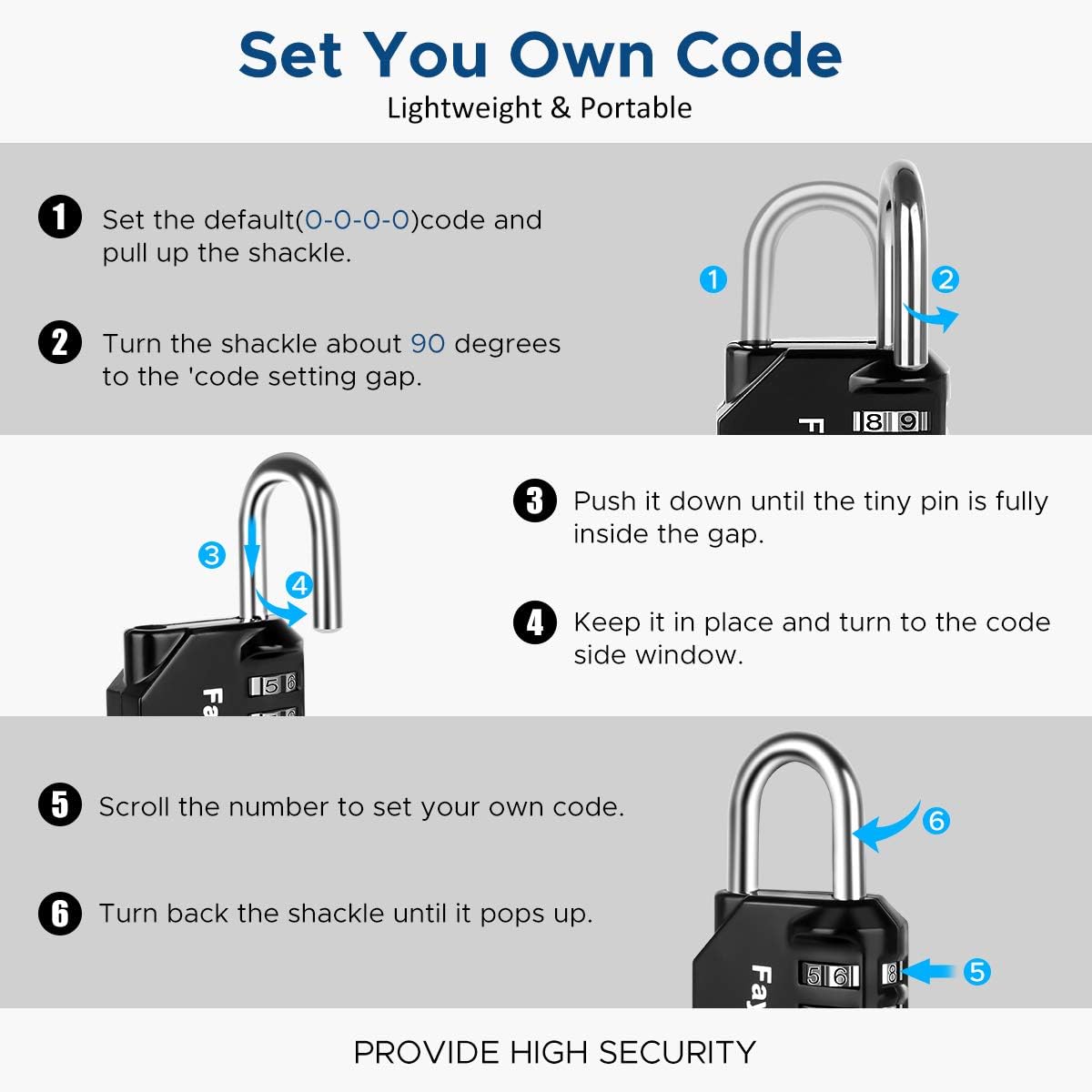 Combination Lock, 2 Pack, 4 Digit Combination Padlock for School Gym Sports Locker, Fence, Toolbox, Case, Hasp Cabinet Storage. Black - - 