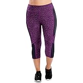 JUST MY SIZE Womens Active Blocked Capris, 2X, Spot on Plum Dream/Black Piecing