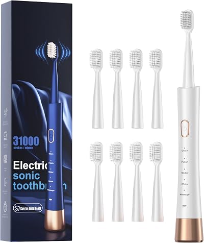 AJELU High Vibration Sonic Electric Toothbrush with 5 Modes USB Fast Charge