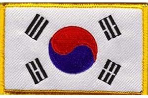 WORLD FLAGS DIRECT Country Flag Patches 3.50" x 2.25", International Embroidered Iron On or Sew On Flag Patch Emblems Over 100 Patch Options Available (South Korea)