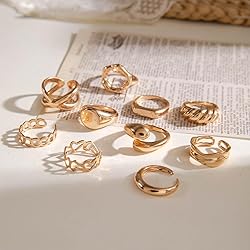INENIMARTJ Boho Rings for Women,14K Gold Stacking