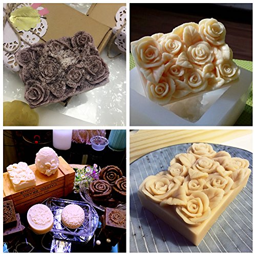 Grainrain Soap Mold Silicone Craft Rose Rectangle Soap Making Mould DIY Candle Resin Mold