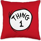 Dr. Seuss Thing 1 Logo Emblem - Officially Licensed Red Throw Pillow