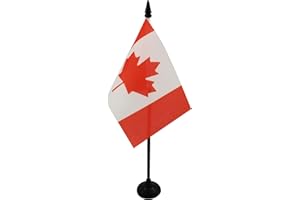 AZ FLAG - Canada Table Flag 15x10 Cm - Canadian Office Flag 100% Polyester 4'' x 6'' - Mini Desk Flag with 25 Cm Pole and Bla