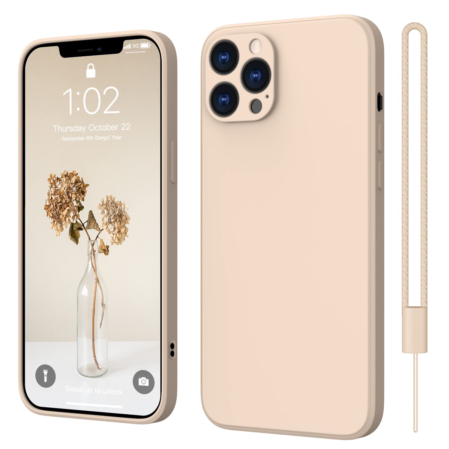 ElestBela iPhone 12 Pro Case, Silicone Phone Case iPhone 12 Pro Ultra Thin Slim with Microfibre, Scratch-Resistant All-Round Protective Case for iPhone 12 Pro 6.1 Inch Kaki