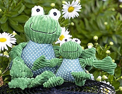 HuggleHounds Plush Corduroy Durable Knotties Frog Knottie, Large, Green