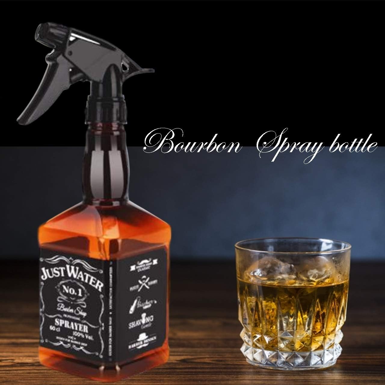 Amazon Cobalt Planet スプレーボトル 600ml バーボン ウイスキーボトル風 2本セット アルコール対応 霧吹き ブラウン グレー 600ml 霧吹き