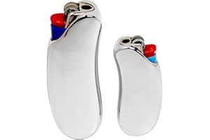 HUMWE Heavy-Duty Banana Shape Metal Lighter Case Cover Holder Sleeve Pouches Grasps Comfort for for BIC Full&Mini Size Lighter J6&J5 (Silvery-Standard&mini)