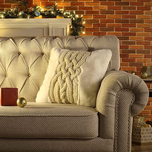 Cozy Bliss 1Pcs Faux Fur Pillow Covers Luxury Super Soft Plush Fleece Throw Pillowcase, Cable Knit Faux Fur Pillow Cover Decorative Pillowcases for Sofa Couch Bed Chair Car (Cable Knit, 18