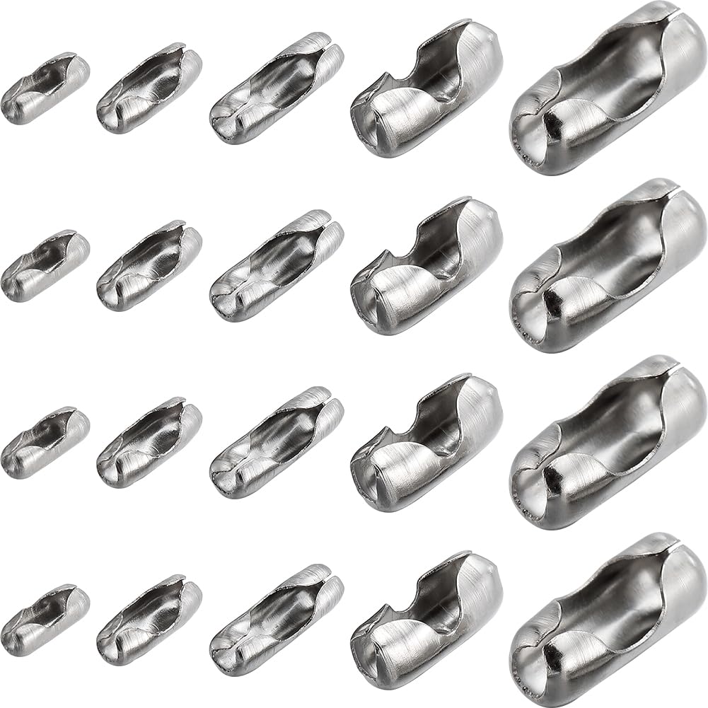 SUNNYCLUE 1 Box 150Pcs 5 Sizes Stainless Steel Bead Chain Connectors for Jewellery Making Chains DIY Craft Supplies