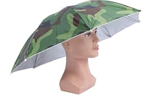 Yosoo Umbrella Hat, Foldable Head Umbrella with Elastic Headband Hands Free Umbrella Cap Waterproof Sunshade for Fishing Outg