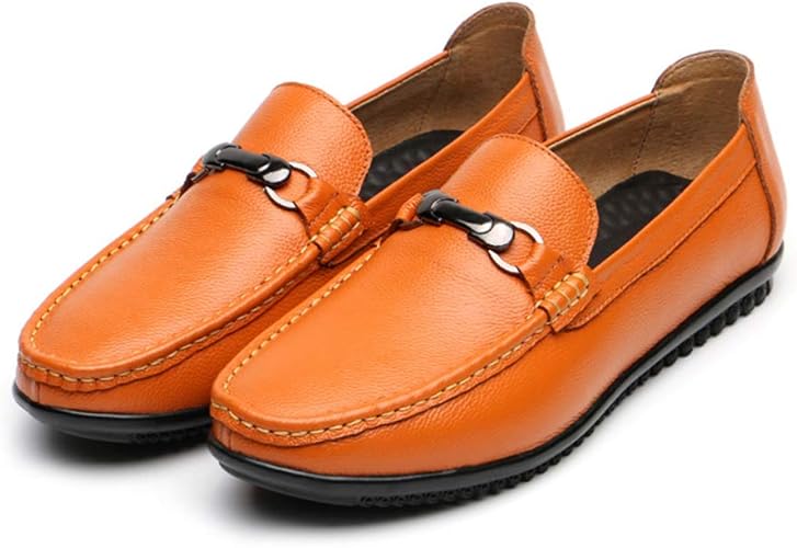 Amazon ジョイジョイ モカシン メンズ ビットローファー 大きいサイズ 男女兼用 スリッポンタイプ カジュアル 軽量 ドライビング 履き心地 クッション性 学生靴 防滑 防水 通勤 柔らかい 紐なし オレンジ 春夏 ビジネスシューズ