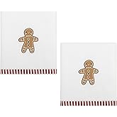 Avanti Linens - Hand Towels, Soft & Absorbent Cotton Velour, Holiday Bathroom Essentials, Set of 2 (Gingerbread Man)