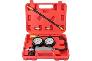 QWORK® Cylinder Leak Down Tester Kit, Engine Leakage Test Tool with Dual Pressure Gauges for Worn Piston Rings, Cylinder Wall