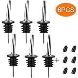 6PCS Stainless Steel Pourers, BALTRE Speed pourer, Liquor Bottle Pourers and Vinegar Tapered Stopper Spout, Suitable for 1 inch Bottle Mouth, Free Gift Sealed Dust Caps
