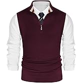 PJ PAUL JONES Mens Sweater Vest Quarter Zip Vest Sweater Stand Collar Contrast Stripes Pullover Knitwear Vest