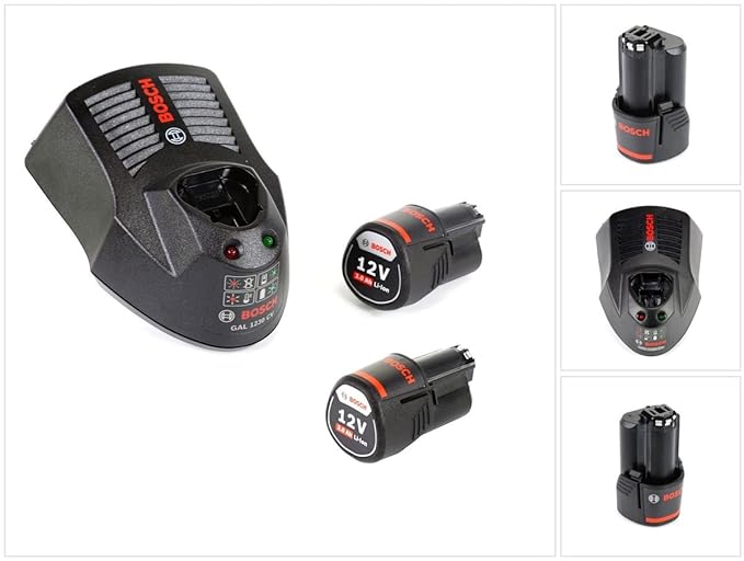 Bosch Akku-Starter-Set 1600A00X7E'Clic' 2 x GBA 12 V 3,0 Ah + GAL 1230 CV, 1 W, Schwarz