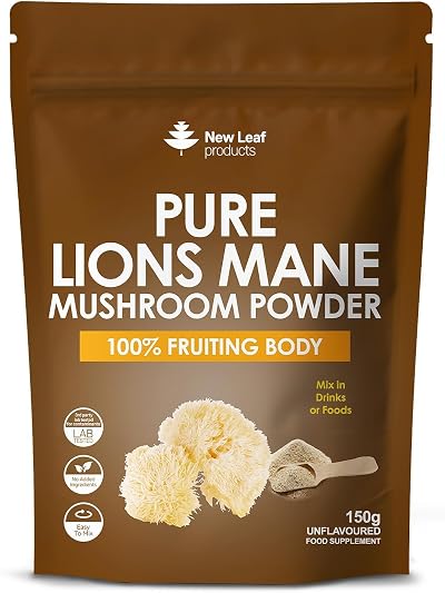 New Leaf Lions Mane Mushroom Powder 3000mg - 60 Servings UK Made
