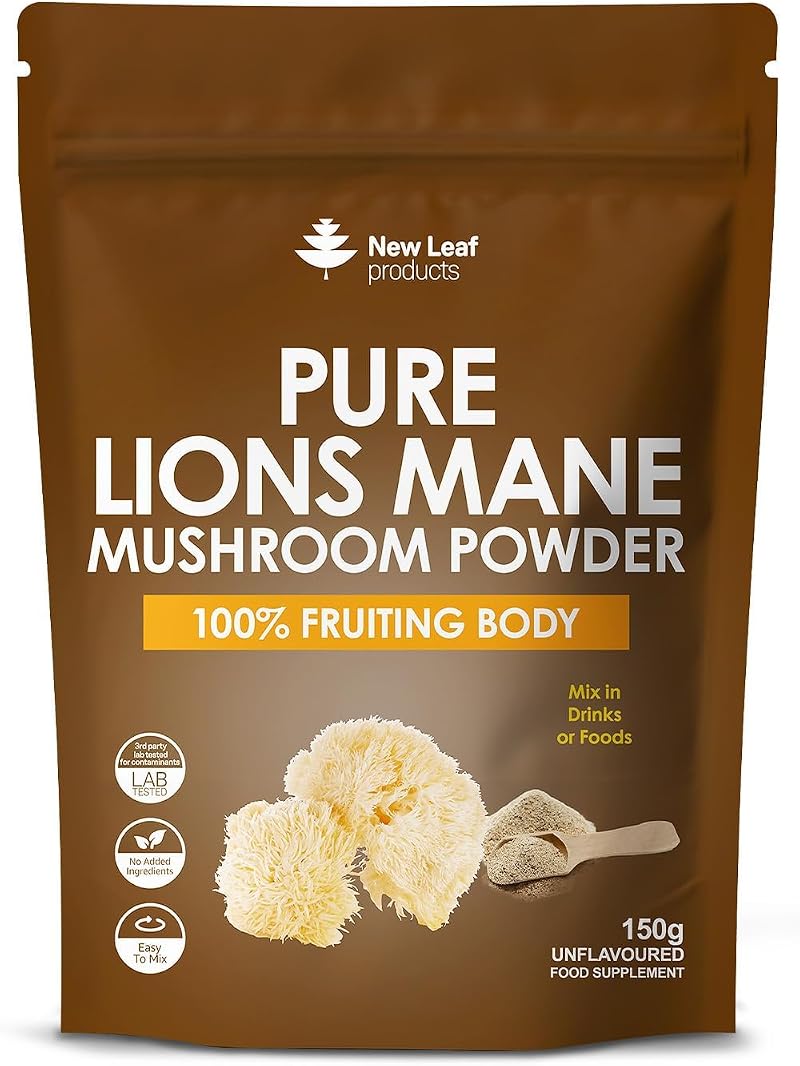New Leaf Lions Mane Mushroom Powder 3000mg - 60 Servings UK Made