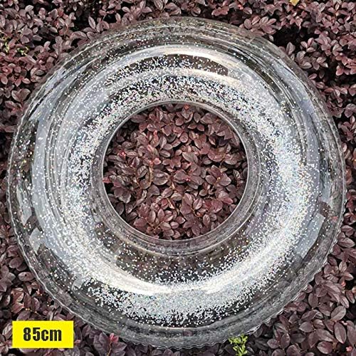 Tiakino Swim Tube Swim Ring, Transparent Inflatable Swim Tube Glitter Raft Round Swim Ring for Summer Pool
