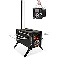 Camping Stove for Hot Tents, LAMA 304 Stainless Steel Wood Burning Stove with Stainless Wall Chimney Pipes for Tents, Shelter, Outdoor Portable Stove for Camping Heating and Cooking