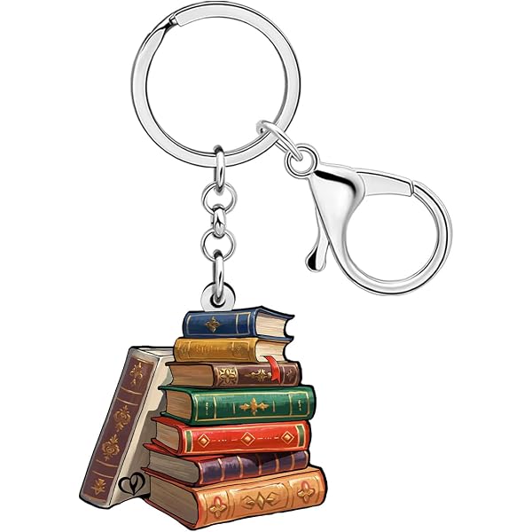 Acryl Buch-Schlüsselanhänger Für Bücherwürmer – Gestapelte Bücher Mit Karabiner