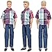 E-TING 3 Sets Casual Wear Plaid Shirt T-shirt Jeans Pants Trousers Doll Clothes for Barbie Fashionistas Ken Doll (#B1)