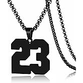 SKQIR Number Necklace for Men Black Baseball Jersey Number Pendant for Boys Athletes Number Chain Pendant for Boys Sport Stainless Steel necklace Stocking Stuffers Christmas New Year Gifts for Men