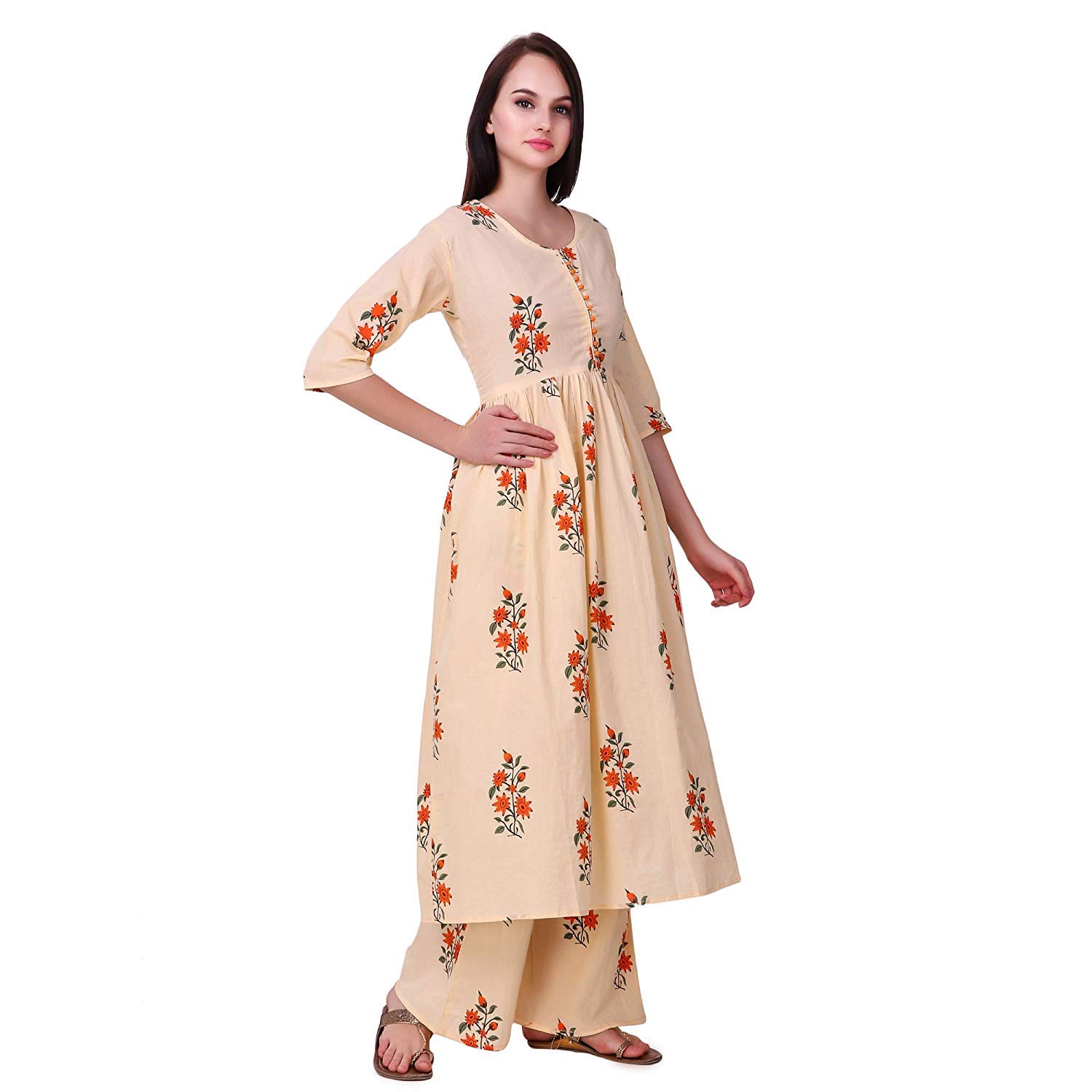 vaastra women's cotton kurti with palazzo pants set