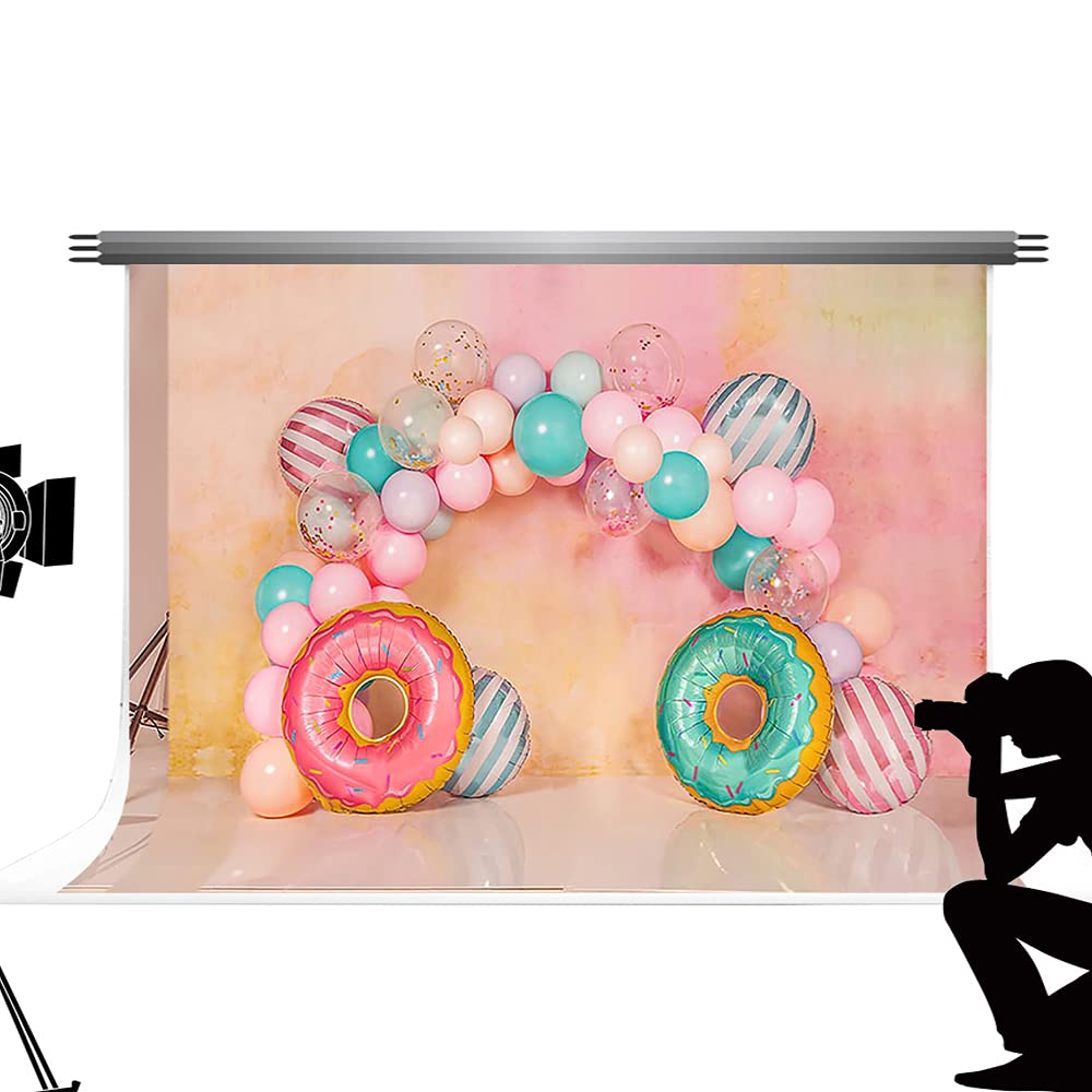 Kate Backdrops Colorful Balloon Donut for Baby Born 2.2x1.5m/7x5ft Child Birthday Party Cute Background Professional Photography Decoration