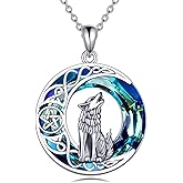 TOUPOP Wolf Necklace Sterling Silver Crystal Wolf Jewelry for Women Birthday Christmas Gifts