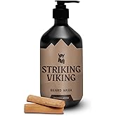 Striking Viking Sandalwood Beard Wash/Shampoo for Men - 17 Oz, Paraben & Sulfate Free, Jojobal Oil for all Beard Types - Promotes Healthy Growth & Moisturizes