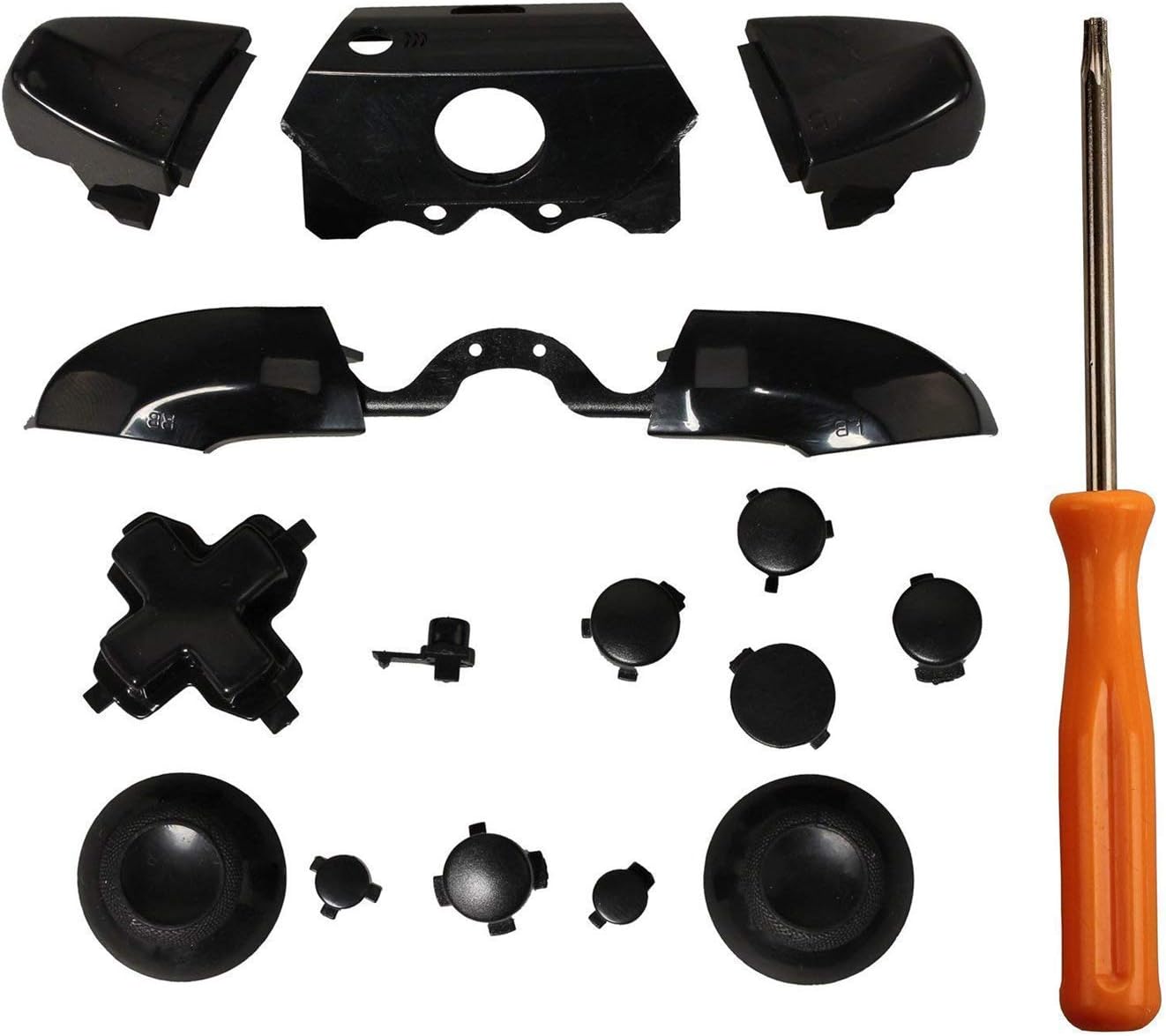 xbox one controller replacement, ENDARK controller buttons Replacement LB RB LT RT ABXY Bumper Trigger Dpad Buttons Kit Set+T8 Screwdriver for Xbox One Elite New Style Controller (One Set Black)