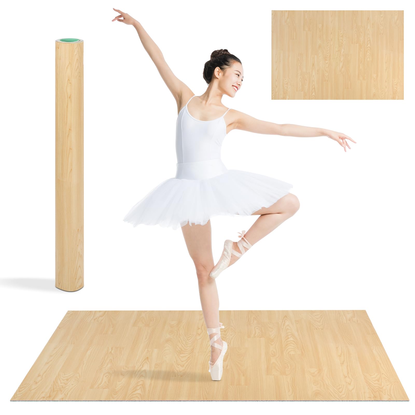 Photo 1 of 1/5-Inch Extra-Thick Marley Dance Floor, 3x4Ft Dance Floor Mat, Non-Slip Shock-Absorbing Portable Marley Floors, Ballet Jazz Pop Practice Floor for Home Studio School