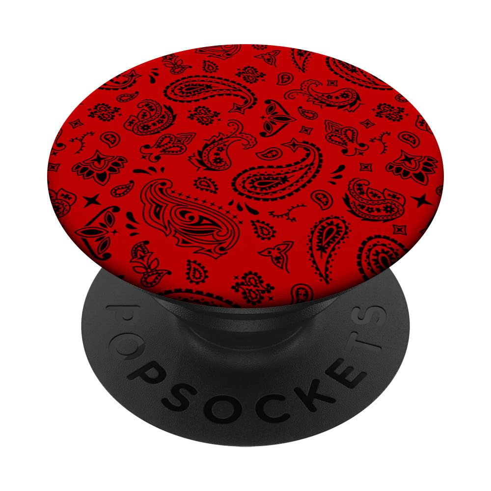 Red Bandana Paisley Pattern PopSockets Swappable PopGrip