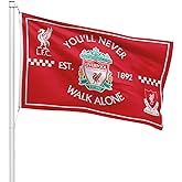 FCflags FC Liverpool Flag 3x5 - Authentic Soccer Banner - You'll Never Walk Alone - Red Indoor/Outdoor Football Flag 3x5 Feet With 2 Grommets