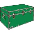 C&N Footlockers - Large Undergrad Storage Trunk - Made in the USA - Only STEEL Footlocker on Amazon - Durable Chest with Lid Stay - 32 x 18 x 16.5 Inches (Kelly Green)