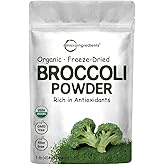 Organic Broccoli Powder, 1 Pound, Freeze Dried, Contains Natural DIM (Diindolylmethane), and Rich in Fiber and Immune Vitamin C, Green Superfood for Smoothie & Drinks, Vegan Friendly