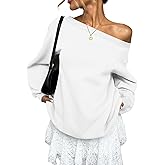 EasyGala Womens Fleece Lined Sweatshirt Off Shoulder Long Sleeve Pullover Top Oversized Shirt Basic Slouchy Clothes 2026