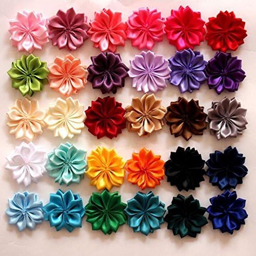 30 pcs Satin ribbon fabric Flower Multilayers Flower for headbands Diy hair accessory