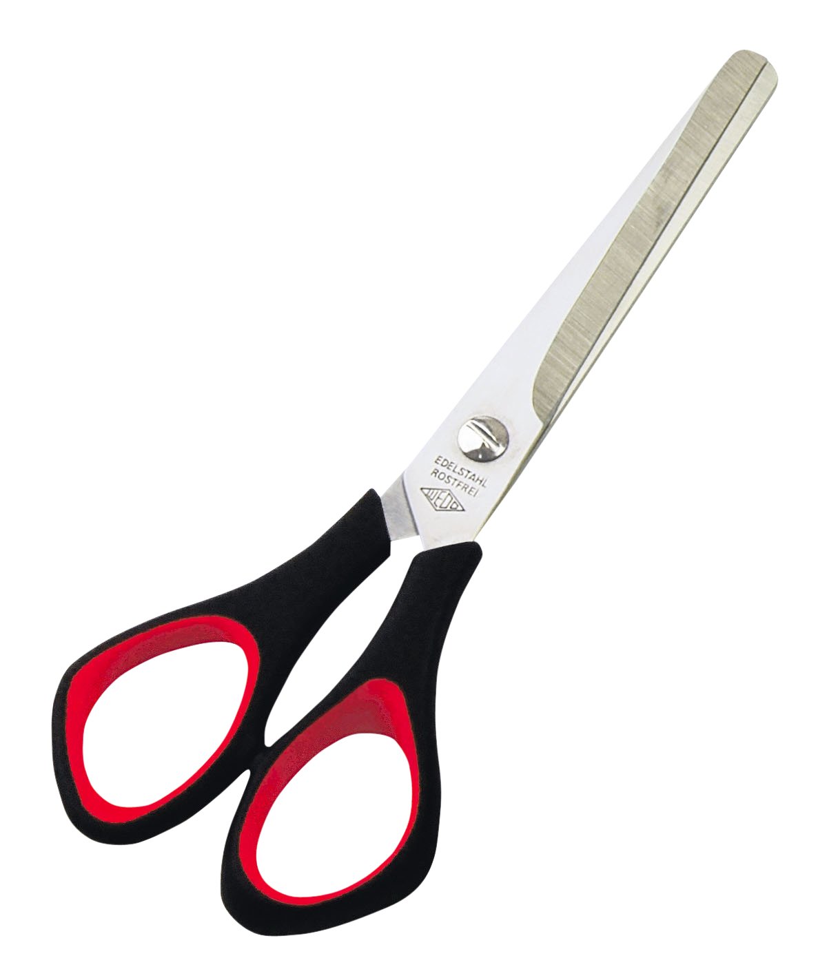 Wedo Universal Scissors, Stainless Steel, Round Plastic 9766 All-Purpose Shears Soft Grips 15.5 cm Black/Red
