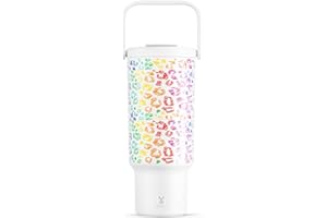 Meoky 40 oz Tumbler with Handle and Straw, Insulated Water Bottle, Stainless Steel Travel Mug, Keeps Cold for 34 Hours, 100% Leak Proof, Fits in Car Cup Holder (Kiss)