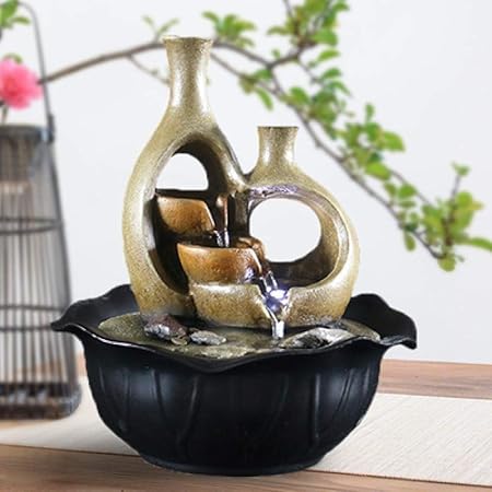 Decoracion Interior De Fuente De Agua De Mesa Fuentes De Cascada Diseno De Jarra De Resina De Tamano Pequeno Con Luces Led Para Regalo De Dormitorio De Sala De Estar De Oficina